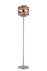 Asner 8 Light G9, Floor Lamp, Polished Nickel / Smoke