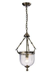 Aubrey Pendant 1 Light E27 Antique Brass/Glass