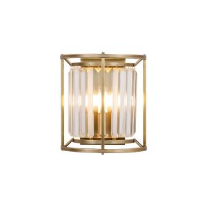 Avano Wall Lamp, 2 x E14, Antique Brass / Clear