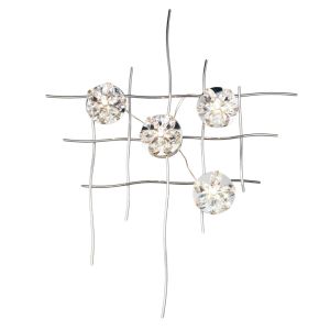 (DH) Aviance Illuminated Small Switched 4 Light G4 Wall Lamp Art Polished Chrome/Crystal, NOT LED/CFL Compatible