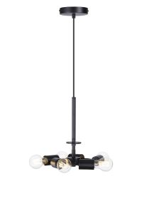 Baymont Satin Black 3m 5 Light E27 Universal Single Pendant, Suitable For A Vast Selection Of Shades