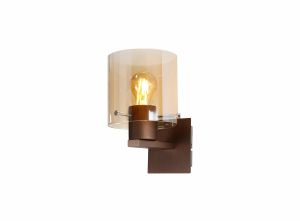 Blok Single Switched Wall Lamp, 1 Light, E27, Mocha/Amber Glass