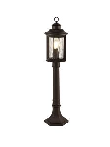 Blooma Post Lamp, 1 x E27, Antique Bronze/Clear Ripple Glass, IP54, 2yrs Warranty