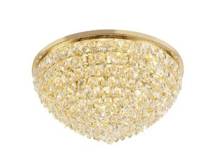 Brisa Flush Ceiling, 12 Light E14, French Gold/Crystal Item Weight: 24.3kg