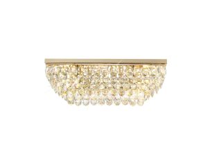 Brisa Linear Flush Ceiling, 5 Light E14, French Gold/Crystal
