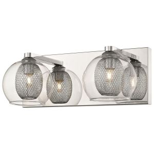 Doralice 2 Light G9 Polished Chrome Double Insulated Wall Light With Inner Chrome Mesh & Outer Clear Glass