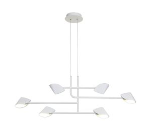 Capuccina 6 Light Linear Pendant, 45W LED, 3000K, 3100lm, White, 3yrs Warranty