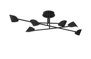 Capuccina Large 6 Light Semi Flush, 45W LED, 3000K, 3100lm, Black, 3yrs Warranty