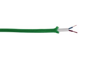 Cavo 1m Bottle Green Braided 2 Core 0.75mm Cable VDE Approved (qty ordered will be supplied as one continuous length)