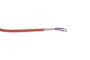 Cavo 1m Red & White Wave Stripes Braided 2 Core 0.75mm Cable VDE Approved (qty ordered will be supplied as one continuous length)