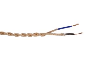 Cavo 1m Rose Gold Braided Twisted 2 Core 0.75mm Cable VDE Approved (qty ordered will be supplied as one continuous length)