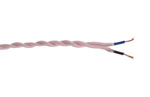 Cavo 1m Pink Braided Twisted 2 Core 0.75mm Cable VDE Approved (qty ordered will be supplied as one continuous length)