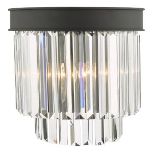 Celeus 2 Light E14 Anthracite Wall Light With Clear Crystal Details