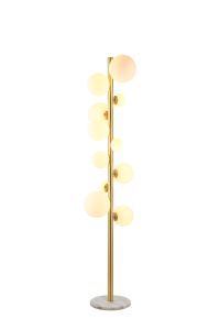 Cisko Floor Lamp, 11 x G9, Satin Gold, Opal Glass