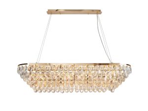 Coniston Linear Pendant, 14 Light E14, French Gold/Crystal Item Weight: 26.3kg
