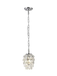 Coniston Pendant 5 Layer, 1 Light E27, Polished Chrome/Crystal