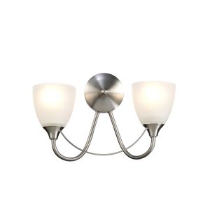 Cooper Wall Lamp 2 Light E14 Satin Nickel/Opal Glass