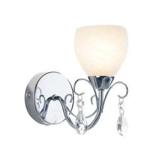 DAR CRA0750 Crawford Single Bathroom Wall Light Polished Chrome/Clear Glass Finish Switched