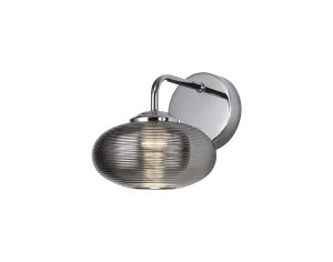 Crain Wall Lamp Switched, 1 x 8W LED, 4000K, Smoked/Polished Chrome, 3yrs Warranty