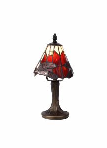 Crown Tiffany Table Lamp, 1 x E14, Black/Gold, Purple/Pink/Crystal Shade