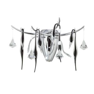 Cygnet Wall Lamp 3 Light G4 Polished Chrome/Black Glass/Crystal, NOT LED/CFL Compatible