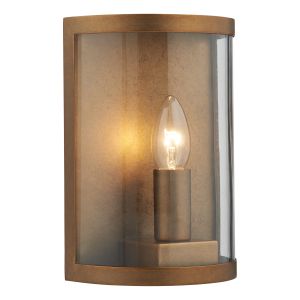 DAR DUS2142 Dusk Single Outdoor Wall Light Brass/Clear Glass Finish 