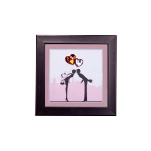 (DH) Emotion Couple Kissing, Black Frame Red, Pink Crystal