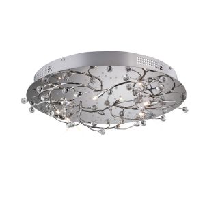 Fia Flush Ceiling Round 6 Light G4 With White LEDs Polished Chrome/Crystal, NOT LED/CFL Compatible