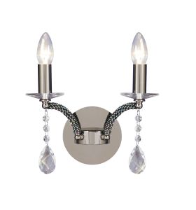 Fiore Wall Lamp Switched 2 Light E14 Black Chrome/Crystal