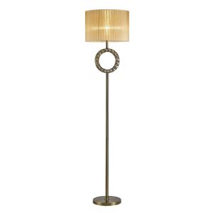 Florence Round Floor Lamp With Soft Bronze Shade 1 Light E27 Antique Brass/Crystal Item Weight: 18.4kg