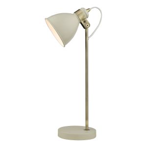 Frederick 1 Light E27 Ccrain With Antique Brass Metalwork Adjustable Table Lamp White Inline Switch