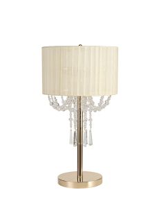 Freida Table Lamp With Ivory Ccrain Shade 3 Light E14 French Gold/Crystal