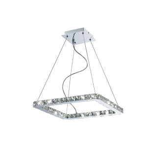 Galaxy Pendant Square Small 24W LED 6000K Polished Chrome/Crystal