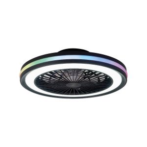 Gamer 40W LED Dimmable White/RGB Ceiling Light With Built-In 20W DC Reversible Fan, c/w Remote Control, 4200lm, Black
