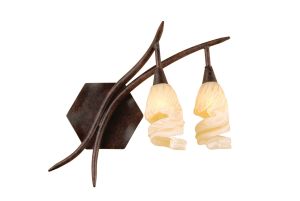 (0017 005) Gaudi Wall Lamp Right Switched 2 Light G9, Brown/Black Oxide