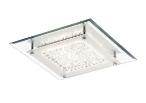 Gina Flush Ceiling, 280mm Square, 12W 960lm LED 4000K Polished Chrome/Crystal