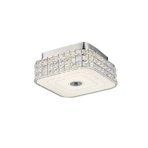 Hawthorne Square Flush Ceiling 18W 1050lm LED 4000K Polished Chrome/Silver/Crystal, 3yrs Warranty