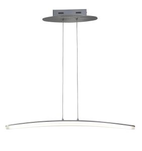 Hemisferic Linear Pendant 20W LED 70cm Bar 3000K, 1800lm, Satin Aluminium / Frosted Acrylic, 3yrs Warranty