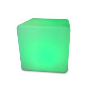 Cube Shape Waterproof IP54 RGB LED Light for outdoor use. 7 colours + white + candle. Colour changing, with remote control, Opal White
