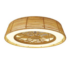 Indonesia 70W LED Dimmable Ceiling Light With Built-In 35W DC Reversible Fan, Beige Rattan, 4200lm, 5yrs Warranty