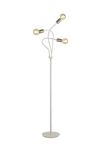 Issa Flexible Floor Lamp, 3 Light E27 Satin White/Satin Nickel