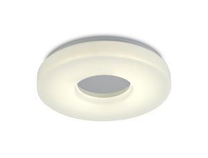 Joop IP44 18W LED Medium Flush Ceiling Light, 4000K 1400lm CRI80, Polished Chrome With Opal White Acrylic Diffuser