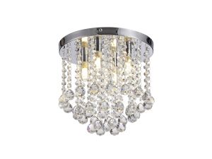 Kaur Ceiling Light, 4 x G9, IP44, Polished Chrome/Crystal