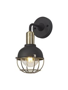 Kombo Wall Lamp, 1 Light E27, Sand Black/Brushed Bronze
