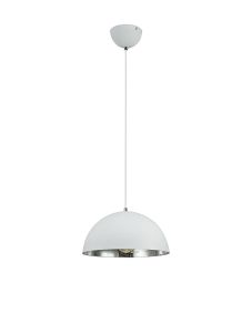 Krista Single Pendant 1 Light E27, Matt White/Mirror Mosaic Inner