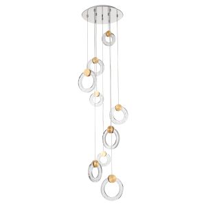 Caretti 9 Light 4W Integrated LED  Adjustable Multiple Pendant In Gold & Polished Chrome