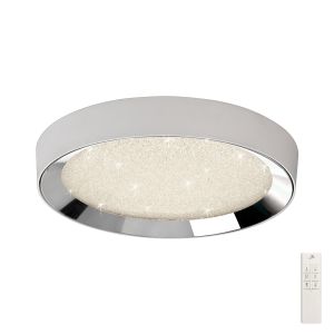 Male Flush 65cm Round 40W LED 3000K-6500K Tuneable, 3200lm, Remote Control Chrome / White / Acrylic, 3yrs Warranty