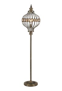 Marisa Floor Lamp 1 Light E27 Antique Brass/Amber Crystal