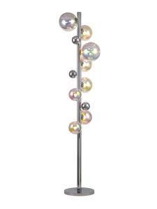 Marlborough Floor Lamp, 8 x G9, Polished Chrome/Italisbonscent Glass With Black Marble Base