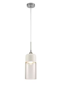 Mia Single Tube Pendant 1 Light E27 White/Clear Glass